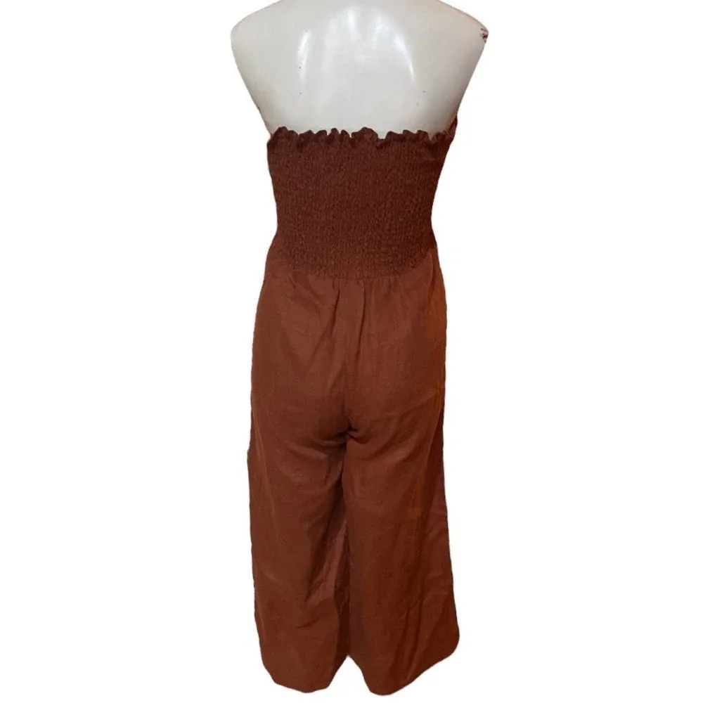 NWT Faithfull the Brand Anthropologie Lais Wide Leg Jumpsuit Linen Size 2 - Picture 7 of 11